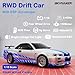 Skymaker LDRC Drift Car Nissan Skyline GTR R34 1/18 RWD High Speed Drifting RC Model Drift Cars 2.4GHz with Gyroscope 3 Batteries (Silver)