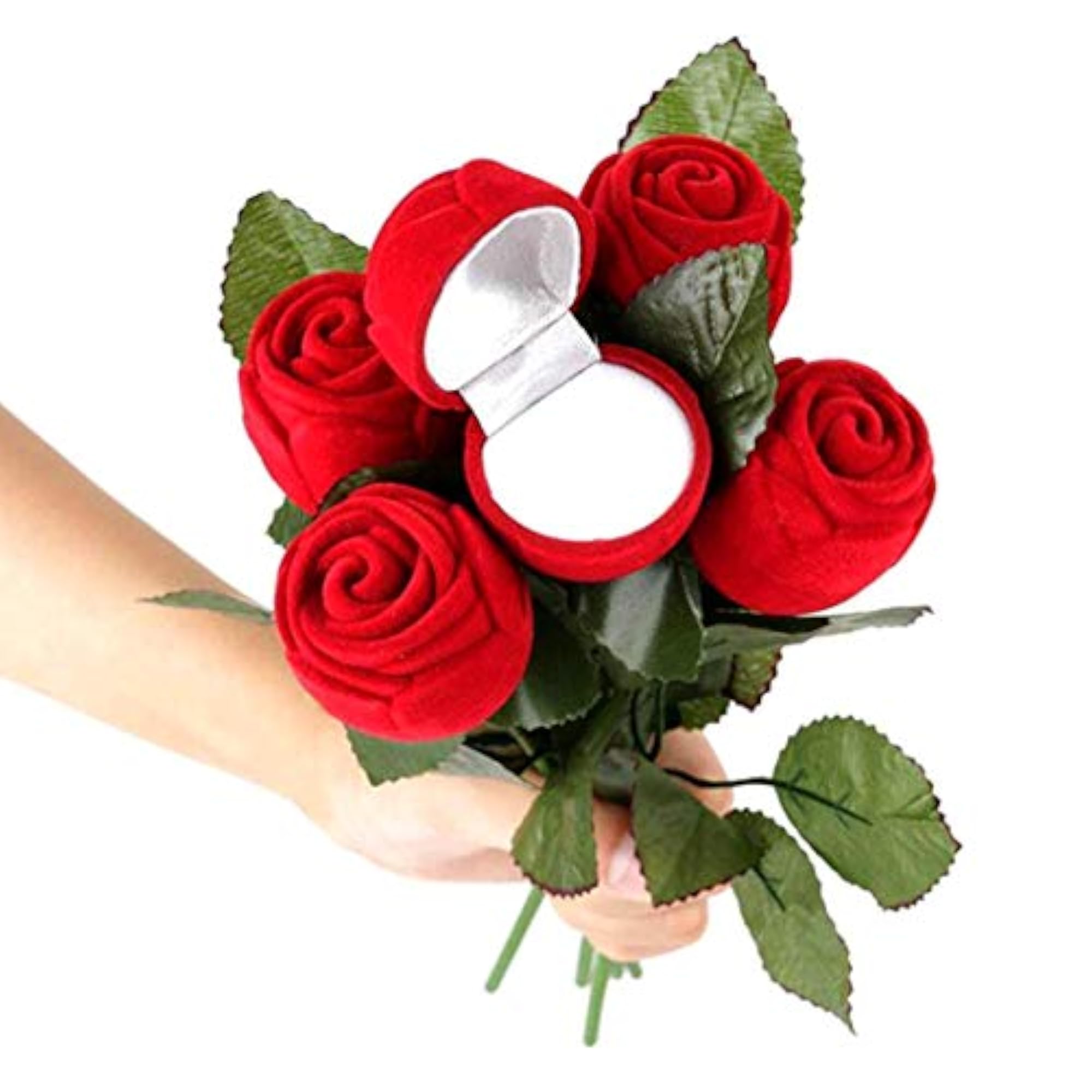Velvet Red Rose Ring Box for Proposals
