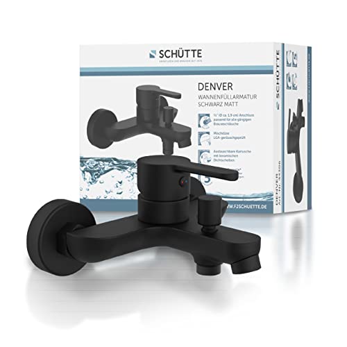 ZXC Badewannenarmatur Matt Schwarz - Edle Wandmontage Mit Brause