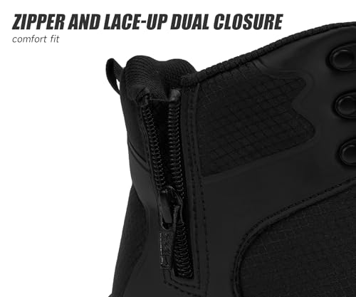 LARNMERN Steel Toe Work Boots for Men, Slip On Safety Non Slip Shoes Side Zipper Hiking Outdoor Military Tactical2