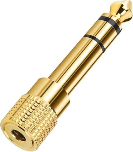 Vancle Adaptador Audio Jack 6.35mm a 3.5mm, 3.5mm Hembra a 6.3mm Macho Adaptadores, Adaptador de Enchufe de Audio Chapado para Auriculares, Teclado, Guitarra, Piano, Consola de Mezclas etc (1 Pieza)