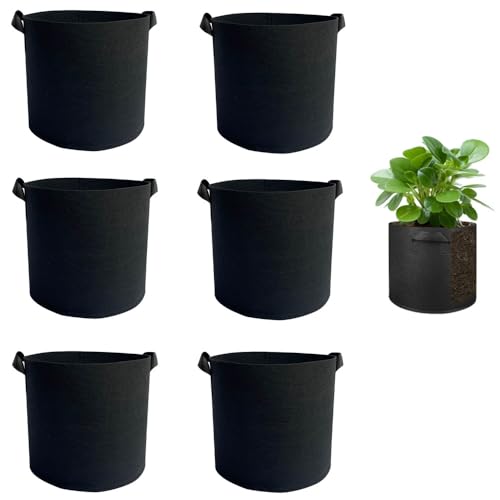 CuiCanfla Bolsa de cultivo de tela no tejida, 6 unidades, bolsas de plantas para tomates, bolsas de plantación de tela no tejida, 3 galones, para tomates, patatas, verduras, jardín, flores, balcón,