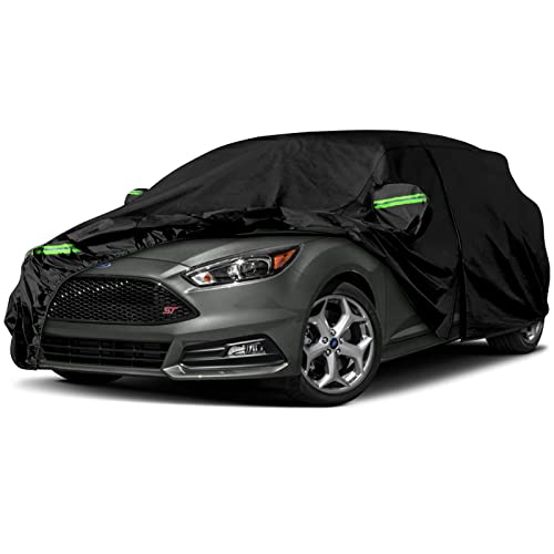 Image of Waterproof Car Covers Replace for 1999-2025 Ford Focus Hatchback, 6 Layers All Weather Custom-fit Car Cover with Zipper Door & Windproof Bands for Snow Rain Dust Hail Protection (Hatchback)
