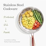 CAROTE 23PCS Tri-Ply Fully Clad Stainless Steel Cookware Set, Pots and Pans Set with Tempered Glass Lids, Induction Compatible, Oven & Dishwasher Safe - Image 4