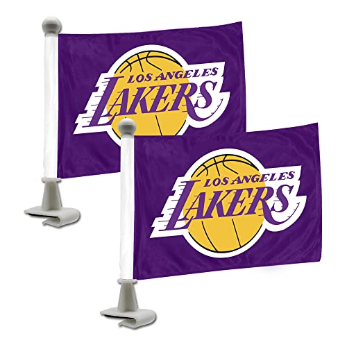 FANMATS 31890 Los Angeles Lakers Ambassador Car Flags - 2 Pack Mini Auto Flags 4in X 6in.