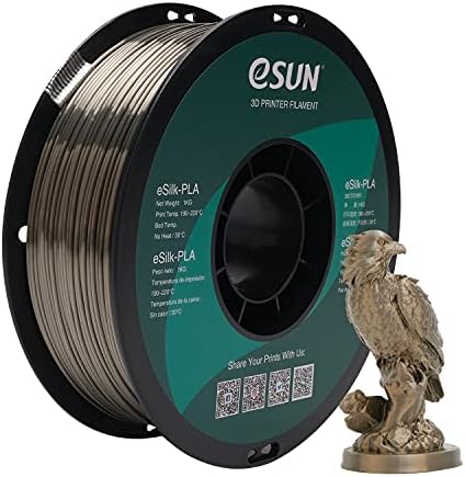 eSUN Silk Metal PLA Filament 1.75mm, Silky Metallic 3D Printer Filament PLA, Dimensional Accuracy +/- 0.05mm, 1KG Spool (2.2 LBS) 3D Printing Filament for 3D Printers, Silk Bronze