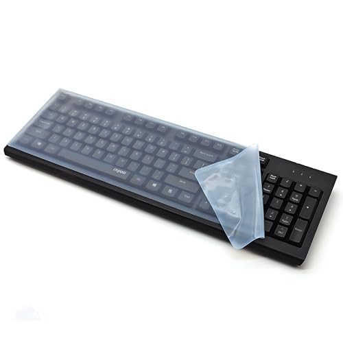 DüNn Tastaturschutz Universal Tastatur Schutzfolie Tastatur SchutzhüLle Silikon Tastaturabdeckung Universal Wasserdichter,Staubdichter Tastaturschutzfilm FüR Desktop-Computertastaturen (Blau A)