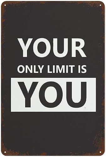 Tu único límite eres tú, gimnasio, entrenamiento, motivación, cita positiva, arte de pared, estilo moderno y divertido, arte retro creativo, metal, divertido, decoración de pared, placa, cafetería,