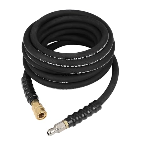 SCITOO 25ft Pressure Washer Hose 4800 PSI 1/4 Inch Kink Free With Couplers Replacement Hybrid Flexible Outdoor Hose for Electric or Gas Power Washer