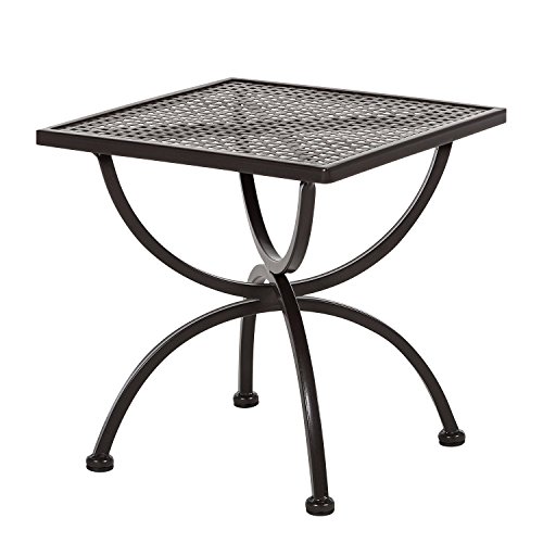MBM 156143 Beistelltisch Romeo, 50 x 50 x 50 cm, Eisengestell Plattenfarbe marone antik