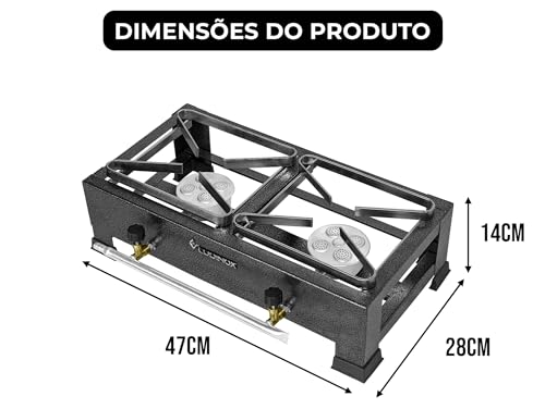 Fogão Industrial 2 Bocas Jr Alta Pressão com chapa C/Mangueira