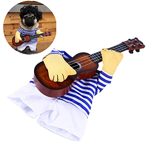 Alipis Traje de Cachorrinho Traje de Guitarra Pet Guitarrista Jogador Roupa Vestir Roupas de Estimaç