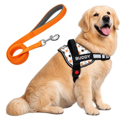 Image of White Paw Dog Vest Harness with Leash, No Pull & Reflective