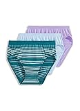 Jockey Women's Underwear Comfies Microfiber French Cut - 3 Pack, Magnolia Leaves Stripe/Iceberg/Digital Lavender, 8