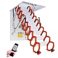 Rieort Hidden Ladder Electric Loft Ladder Remote Control Ceiling Mount Attic Stairs Folding Ladder Pull Down Attic Ladder Telescoping Ladder(70x90cm/27.5x35in)