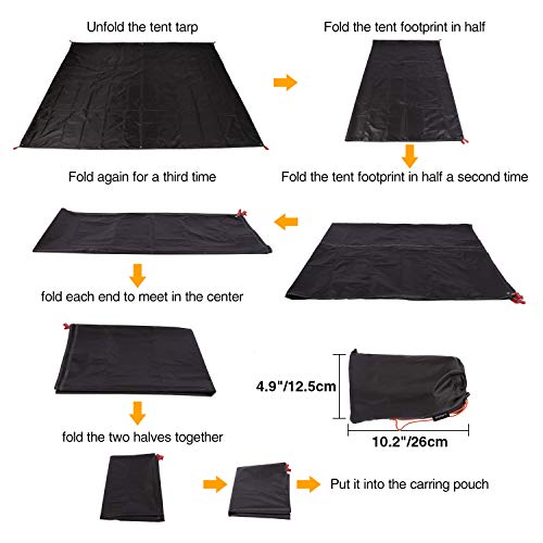 Redcamp Ultralight Tent Footprint, Pu 2000 Waterproof Camping Tent Tarp With Drawstring Carrying Bag For Ground Camping Hiking (118"X116" Ul Black) #TOP7