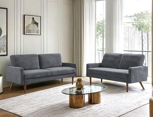 Kent 2 Piece Velvet Sofa and Loveseat Set, European Style