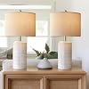 Lámpara de mesa moderna de cerámica PoKat 23" set de 2 para sala, recámara, blanco | Lámparas para buró, luz para mesa auxiliar y escritorio estilo rústico, regalo ideal para estrenar casa, decoración para mujeres y mamás 2