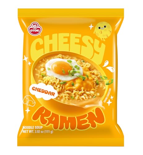Cheesy Ramen - Cheddar Soup Ramen | Mild Kick, Creamy & Savory Korean Noodles | 3.92 oz (Pack of 4)