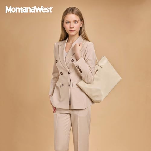 Image of Montana West Medium Tote Bags for Women Shoulder Handbag with Zipper Lightweight Everyday Purse for Work, Travel, or Shopping