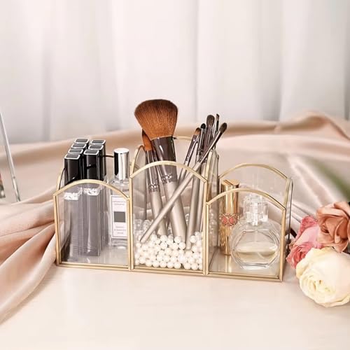 HARLIANGXY Makeup Brush Holder, Vintage Cosmetic Brush Storage, Cosmetic Brushes Holder, Cosmetic Organiser Gold - Image 2