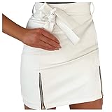 Damen Lederrock Knielang, Hohe Taille Kunstleder Minirock Enges Bleistiftrock Schwarze Pu-Leder-Nähte Split Sexy Herbst Winter Minikleider A Linie Freizeit Leder Rock Mini Röcke Party Clubwear