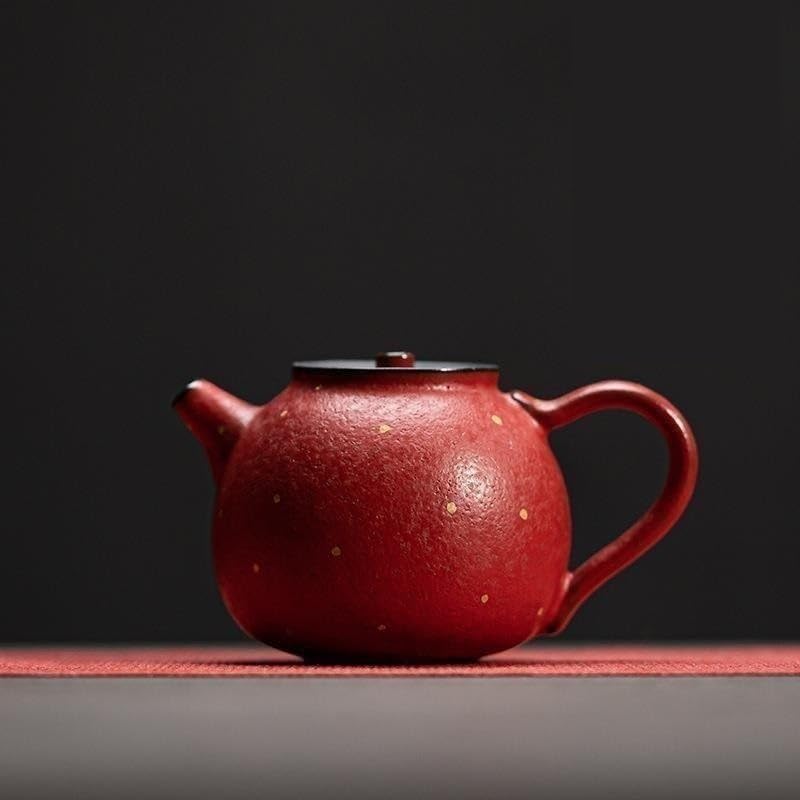 Teiera Smaltata Rossa Teiera Cinese Fatta a Mano Piccola teiera Set da tè Kung Fu Teiera Teiera per infusore (A)