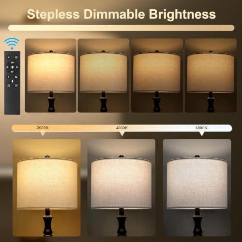 Image of BOBOMOMO 62 inch Rustic Farmhouse Floor Lamp Dark Brown with Remote & Dimmable 9W Bulb, 3 Color Temperatures Resin Standing Lamp, Retro Tall Lamp for Living Room, Bedroom, Nursery, Office, Reading Nook
