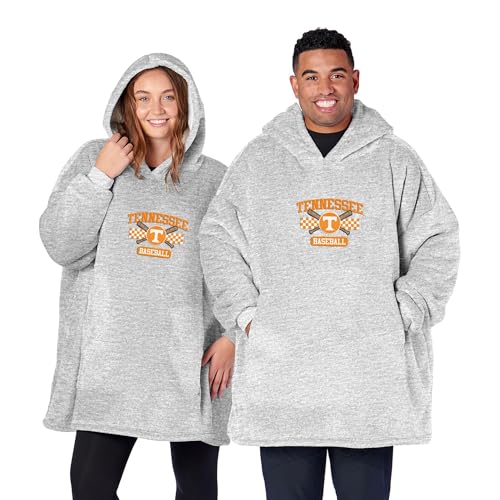 Northwest NCAA Tennessee Volunteers Baseball Hoodler Oversized Sherpa Pullover, Plush Wearable Blanket Sweatshirt, Soft Fleece with Front Pocket and Logo, One Size Fits Most