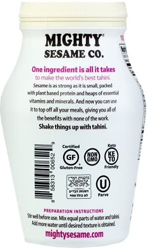 Mighty Sesame Co. Sesame Tahini Paste 16oz (2 Pack) |Rich & Creamy Tahini Sauce for Hummus, Just One Ingredient, Keto Friendly, Vegan, Plant Based Protein, Non GMO, Kosher