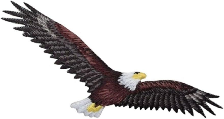Bald Eagle Applique Patch - Soaring Bird, Animal Badge 4.5" (Iron On) Embroidered Iron on Patch Sew On for Clothing Applique for Jackets, Hats, Backpacks Repair Patches for Craft