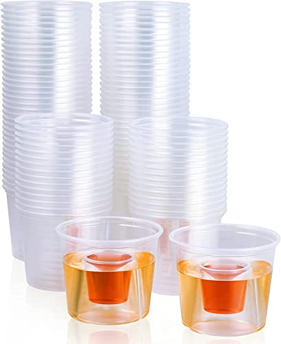 100 x Jager Bomb shot Glasses for Jagermeister and other drinks 25-60ml | Reusable Clear Plastic Shot Glass Cups for Party with internal shot 85ml | For Busy Bars, Events, Festivals, or Parties