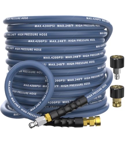 NAVOHEVEN Pressure Washer Hose 25FT with 3/8'' Quick Connect, 4200 PSI