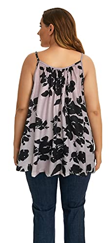 Plus Size Tank Tops for Women Boho Floral Loose Cami Spaghetti Strap Tunic Blouses4