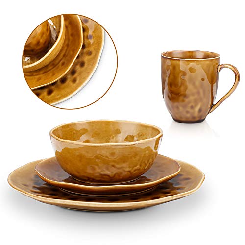 Stone Lain Constance 16-Piece Dinnerware Set Porcelain, Brown #TOP6