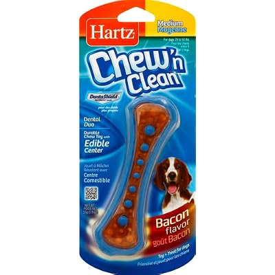 Hartz Chew 'n Clean Dental Duo Bacon Flavored Dog Chew Toy - Medium