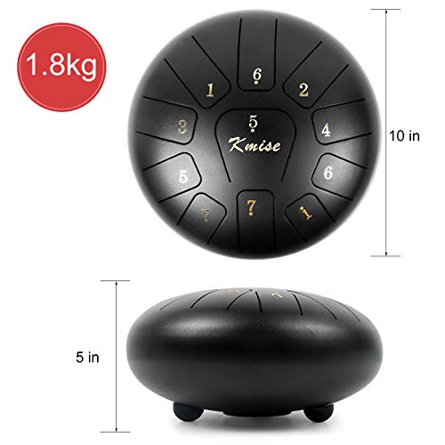 Steel Tongue Drum-10 Inch 11 Notes-Kmise Handpan Drum Kit Tank Drum Percussion Instrument With Drum Mallets Carry Bag Music Book For Beginner Adult Kids #TOP5