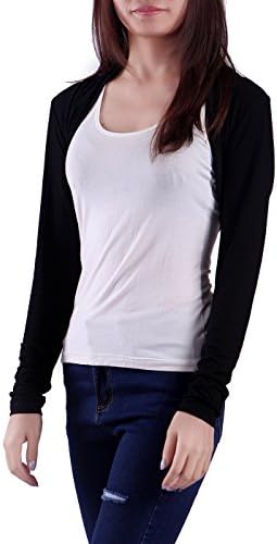 HDE Open Front Shrugs for Women Long Sleeve Bolero Cropped Cardigan Sweater S-4X (Black)