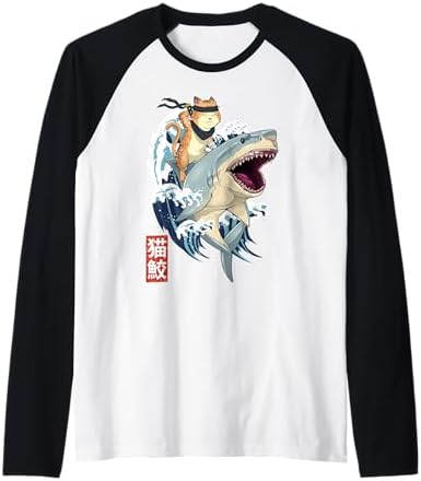 Samurai Cat Shirt - Retro Ninja Japanese Cat Shark Kanagawa