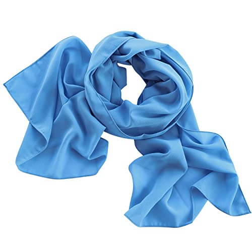 Dolce Abbraccio Damen Schal Stola Halstuch Tuch aus Chiffon für Frühling Sommer Ganzjährig Hellblau Blau