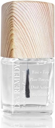 Dr.'s Remedy Total Two-In-One Base And Top Coat Nail Polish Clear Glaze Organic Nail Polishes Quick Dry, Clear Combination Base & Top Coats, 0.5 Fl Oz