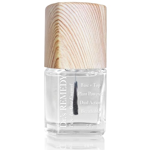 Dr.'s Remedy Total Two-In-One Base And Top Coat Nail Polish Clear Glaze Organic Nail Polishes Quick Dry, Clear Combination Base & Top Coats, 0.5 Fl Oz
