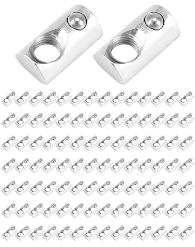 QWORK® 100uds. Tuercas deslizantes con bola M8 rosca 8mm para perfil de aluminio 3030 3060 - acero al carbono galvanizado