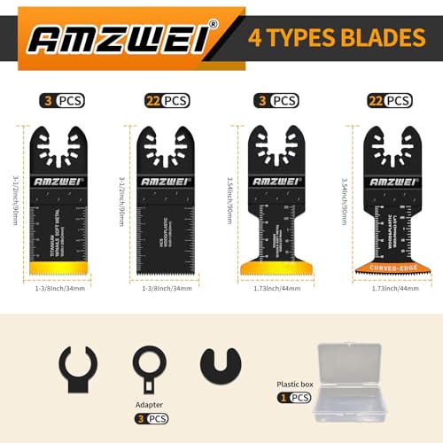 AMZWEI 50PCS Titanium Oscillating Tool Blades, Curved Edge Oscillating Saw Blades for Metal, Wood, Plastic, Quick Release Multi Tool Blades Compatible with Dewalt Milwaukee Ryobi Rockwell Fein by AMZWEI - Image 2
