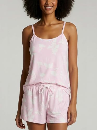 Image of Real Essentials 3 Pack: Women's Super Soft Pajama Set - Cute Cami Lounge Short and Top PJs Set (Available in Plus Size)