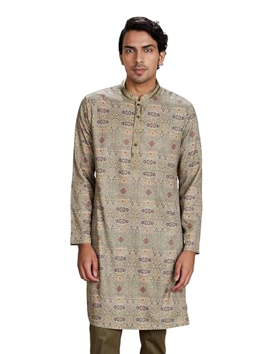 Image of Amazon Brand - Symbol Men's Polyester Festive Printed Long Kurta (Regular Fit)