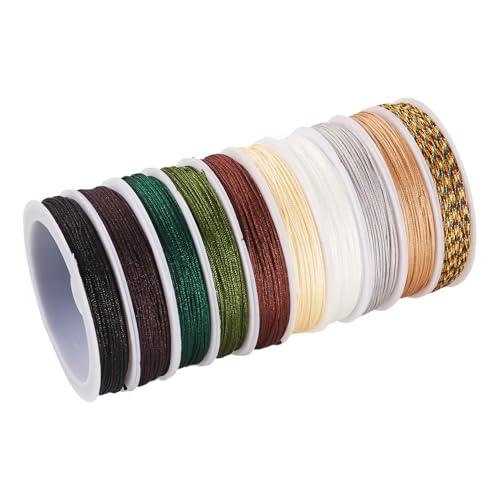 Cheriswelry 10 Rolls 0.8mm Braided Beading Cord Chinese Knotting Rattail Macrame Thread String for Bracelet Kumihimo Wrapping Supplies DIY Jewelry Making 10.94Yds/Roll