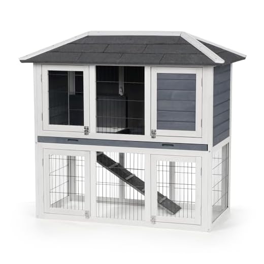Prevue Pet Products 4601 Duplex Rabbit Hutch, Gray/White