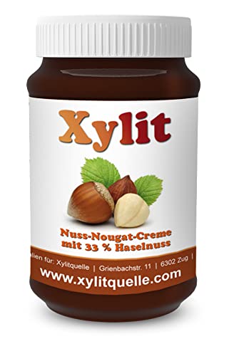 Xylit NUSS NOUGAT CREME, 38% Haselnuss, 3 Gläser mit je 300g Inhalt Cover