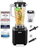KeMar Kitchenware KSB-200 B Hochleistungsmixer, Standmixer, LED Touch Bedienung, 1.500W, 30.000 U/min, inkl. 1 + 2 Liter Behälter BPA-frei, 6 Programme, manuelle Einstellung, Schwarz Metallic